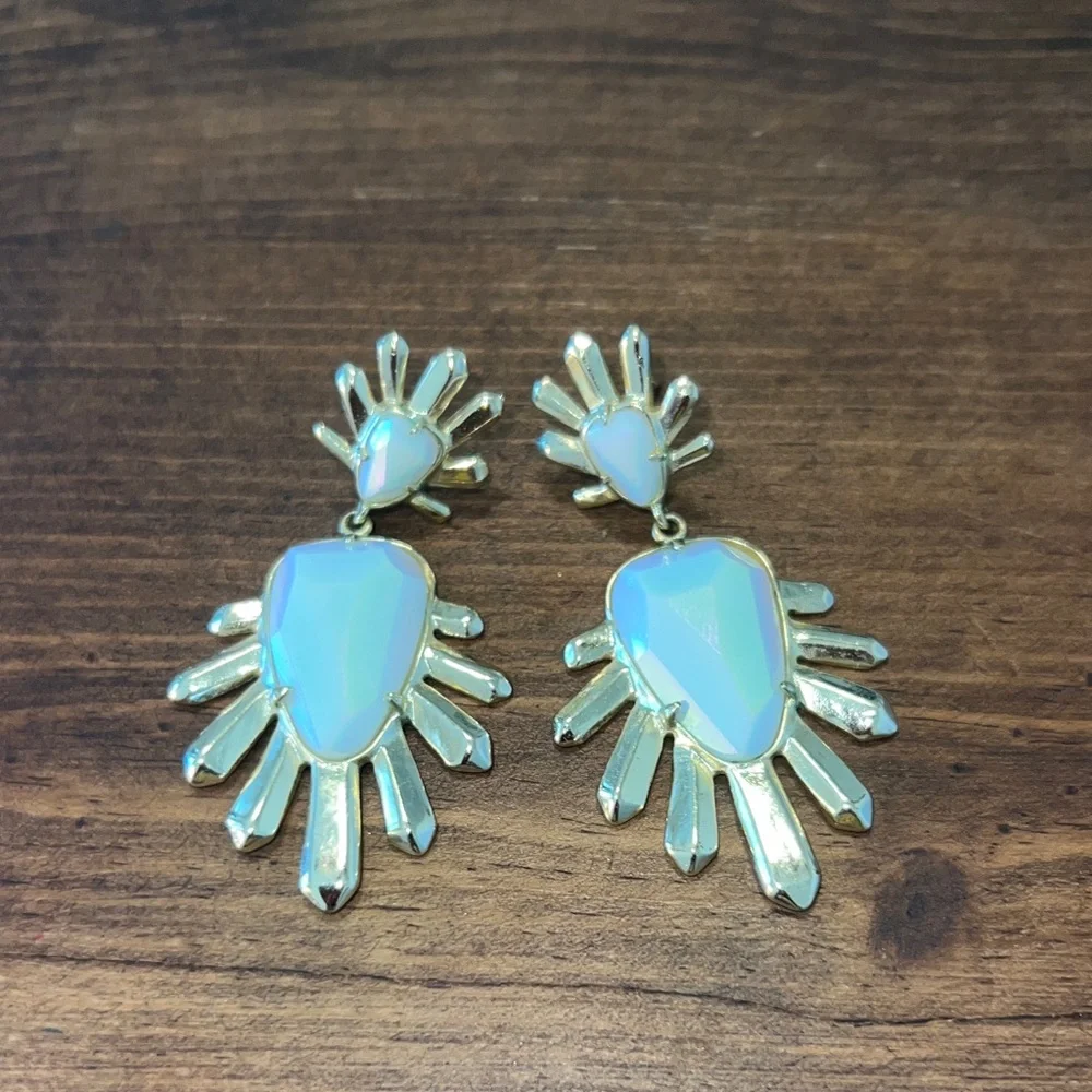 Kendra Scott Vintage Gold and Iridescent “Avant Garden” Earrings - Picture 7 of 10